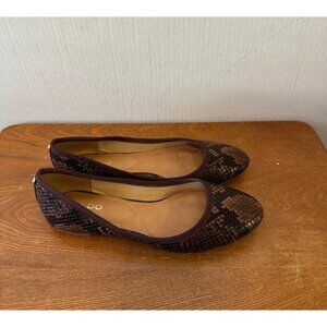 ALDO Cadilithien Snake Skin Women's Flat Shoes Brown Size 7 / 37.5 Sku 2864